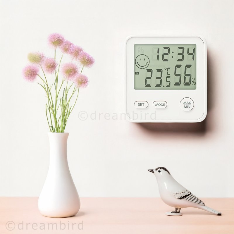 画像2: 【※お取り寄せ品※】 【Bacca style】デジタル温度・湿度計・時計 forPET  【※納期1〜2週間※】【温度計・湿度計】【温湿度計】【デジタル】【壁掛け・卓上両用】  (2)