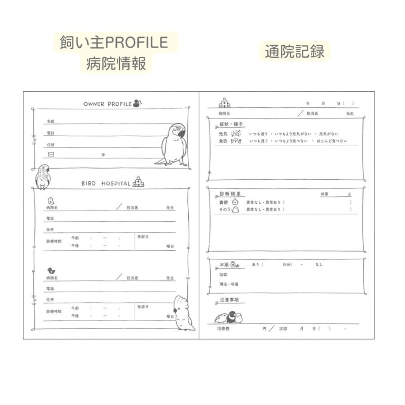 画像6: CAP! 鳥雑貨 aoamo】MEDICAL NOTE （カバーあり）★ (6)