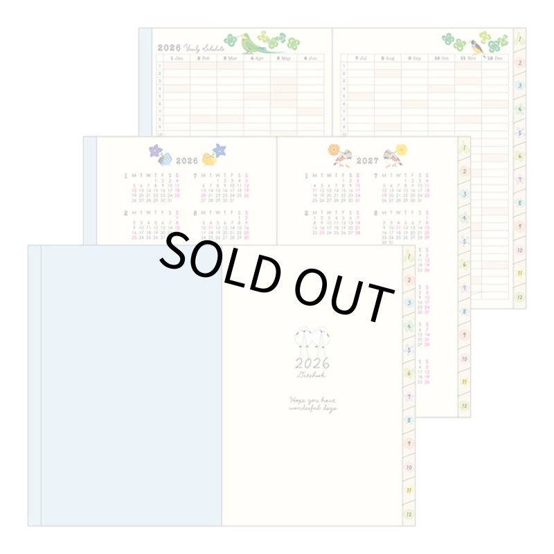 画像6:  【MIDORI】ポケットダイアリー B6 マンスリーブロック＆ウィークリーレフト トリ柄 手帳 2026年版 22375006【B6】【月間+1週間】 (6)