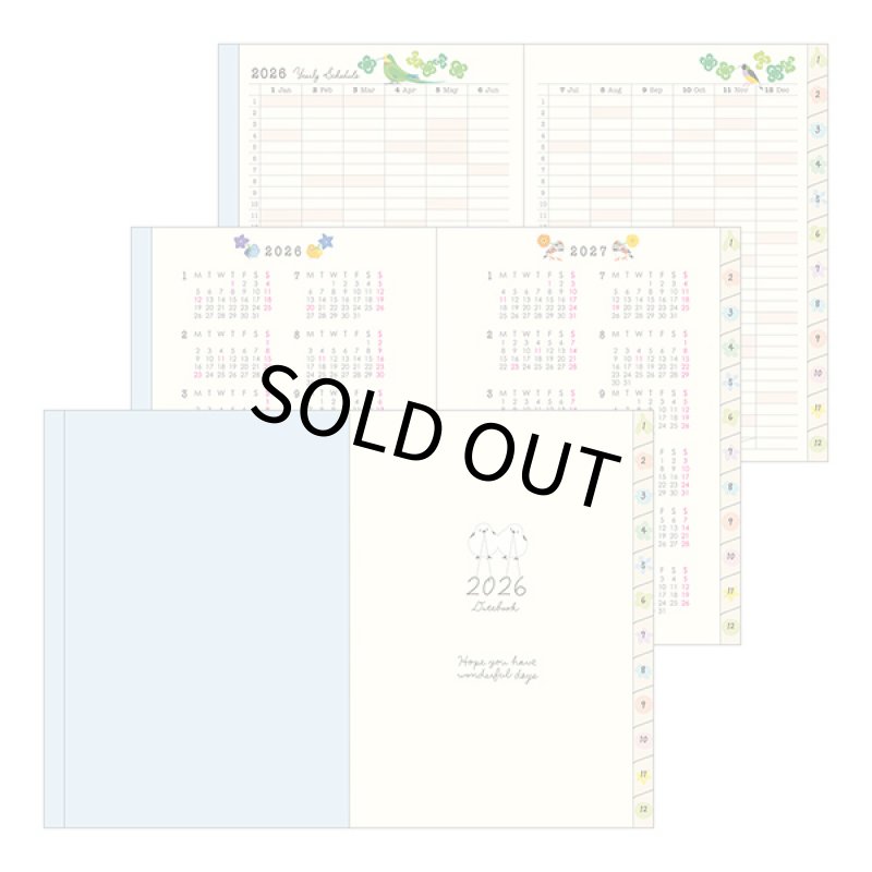 画像6: 【MIDORI】ポケットダイアリー A6 マンスリーブロック＆見開き2週間 トリ柄 手帳 2026年版22369006 【A6】【月間＋2週間】  (6)