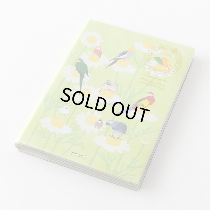 画像2:  【MIDORI】ポケットダイアリー B6 マンスリーブロック＆ウィークリーレフト トリ柄 手帳 2026年版 22375006【B6】【月間+1週間】 (2)