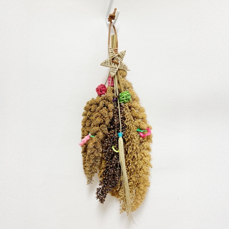画像5: 【CAP!オリジナル】クリスマス バードスワッグ 小鳥が食べられる有機栽培粟穂と無農薬雑穀のブーケ (5)